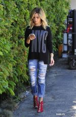 ASHLEY TISDALE in Ripped Jeans Out and About in Los Angeles