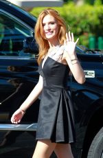BELLA THORNE on the Set of Extra in Universal City