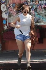 BRENDA SONG in Denim Shorts Out and About in Studio City