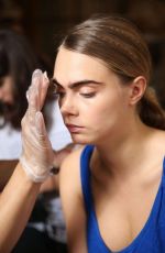 CARA DELEVINGNE in the Backstage at Stella Mccartney Fashion Show