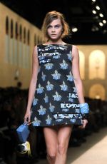 CARA DELEVINGNE on the Runway of Fendi Fashion Show in Milan