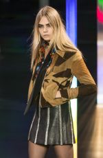 CARA DELEVINGNE on the Runway of Saint Laurent Fashion Show in Paris