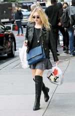 DAKOTA FANNING in Knee Boots Out in New York