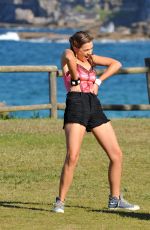 DEMI HARMAN on the Set of Home and Away at Palm Beach in Sydney