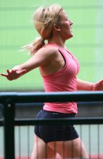 ELLIE GOULDING Working Out at a Park in London