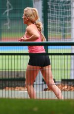 ELLIE GOULDING Working Out at a Park in London
