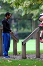 ELLIE GOULDING Working Out at a Park in London