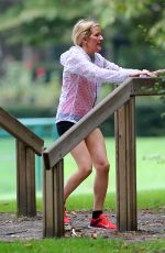 ELLIE GOULDING Working Out at a Park in London