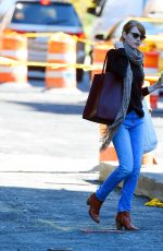EMMA STONE in Jeans Out and About in New York
