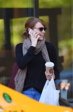 EMMA STONE in Jeans Out and About in New York