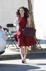 EMMY ROSSUM Leaves a Birthday Party at Milk Studios in Hollywood