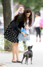 FAMKE JANSSEN Walks Her Dog in New York
