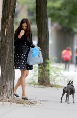 FAMKE JANSSEN Walks Her Dog in New York