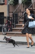 FAMKE JANSSEN Walks Her Dog in New York