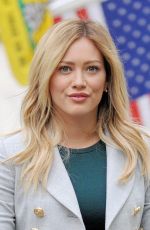 HILARY DUFF in Short Dress on he Set of Younger in New York