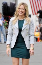 HILARY DUFF in Short Dress on he Set of Younger in New York