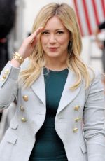 HILARY DUFF in Short Dress on he Set of Younger in New York