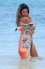 JASMINE VILLEGAS in Binikini on the Music Video Set at a Beach in Aruba