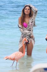 JASMINE VILLEGAS in Binikini on the Music Video Set at a Beach in Aruba