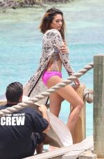 JASMINE VILLEGAS in Binikini on the Music Video Set at a Beach in Aruba