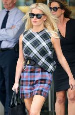 JESSICA SIMPSON in Plaid Dress Out in New York