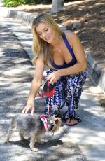 JOANNA KRUPA in Tank Top Walks Her Dog Out in Miami