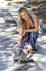JOANNA KRUPA in Tank Top Walks Her Dog Out in Miami