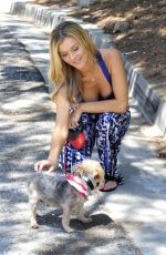 JOANNA KRUPA in Tank Top Walks Her Dog Out in Miami