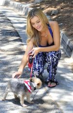 JOANNA KRUPA in Tank Top Walks Her Dog Out in Miami