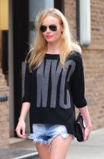 KATE BOSWORTH in Cutoffs Leaves Her Hotel in New York