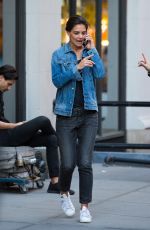 KATIE HOLMES at a Set of Commercial in New York