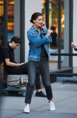 KATIE HOLMES at a Set of Commercial in New York