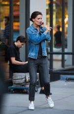 KATIE HOLMES at a Set of Commercial in New York