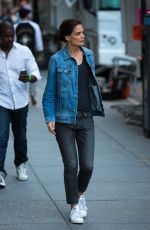 KATIE HOLMES at a Set of Commercial in New York