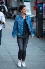 KATIE HOLMES at a Set of Commercial in New York