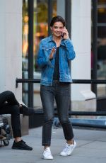 KATIE HOLMES at a Set of Commercial in New York