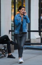 KATIE HOLMES at a Set of Commercial in New York