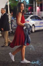 KATIE HOLMES at a Set of Commercial in New York