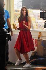 KATIE HOLMES at a Set of Commercial in New York