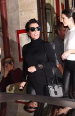 KENDALL JENNER in Leather Trousers Out in Paris