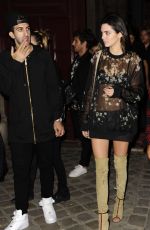 KENDALL JENNER in Over-the-Knee Boots Night Out in Paris