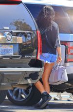 KYLIE JENNER in Denim Shorts Out and About in West Hollywood