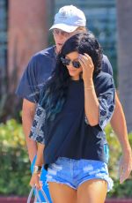 KYLIE JENNER in Denim Shorts Out and About in West Hollywood