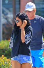 KYLIE JENNER in Denim Shorts Out and About in West Hollywood