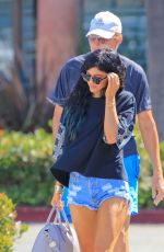 KYLIE JENNER in Denim Shorts Out and About in West Hollywood
