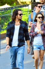 LILY COLLINS with New Boyfriend in Disneyland in Los Angeles