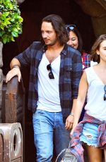 LILY COLLINS with New Boyfriend in Disneyland in Los Angeles