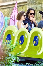 LILY COLLINS with New Boyfriend in Disneyland in Los Angeles