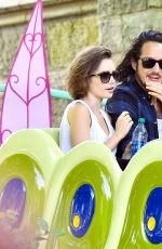 LILY COLLINS with New Boyfriend in Disneyland in Los Angeles