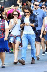 LILY COLLINS with New Boyfriend in Disneyland in Los Angeles